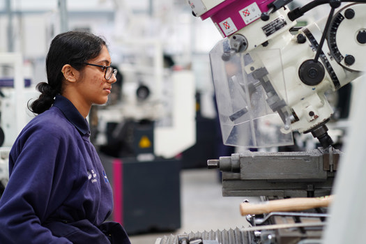 Collins Aerospace apprentice Brittany Biju is completing her apprenticeship at In-Comm Training's facilities