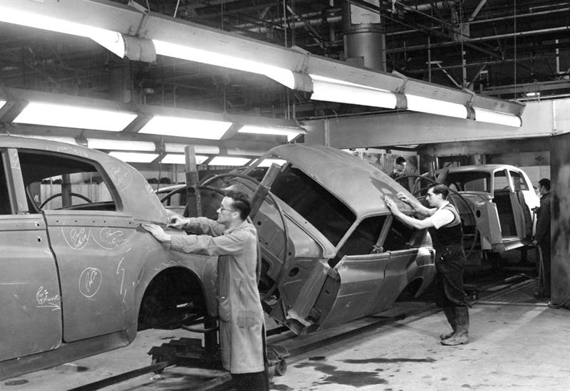 Bentley cars being hand-built in the 1950s